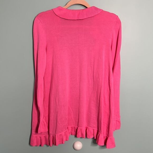 Lilly Pulitzer Keirnan Long-Sleeve Ruffle Cardigan Pink - Picture 7 of 8